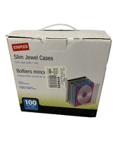 Staples Slim Jewel Cases 100/Pack New In BOX 50 Clear &amp; 50 assorted Colors - £24.64 GBP