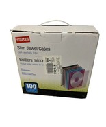 Staples Slim Jewel Cases 100/Pack New In BOX 50 Clear &amp; 50 assorted Colors - £24.35 GBP