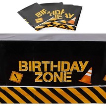Construction Birthday Party Table Cloth Cover (Plastic, 54 X 108 In, 3 Pack) - £17.62 GBP