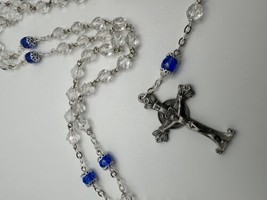 Vintage Clear Bead Silver Relic Rosary - £15.50 GBP