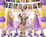 Rapunzel Birthday Party Decoration Supplies Includes Backdrop Banner, Ba... - £32.76 GBP