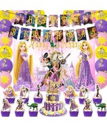 Rapunzel Birthday Party Decoration Supplies Includes Backdrop Banner, Ba... - £32.10 GBP