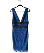Diane Von Furstenberg Viera Lace Neptune Blue Black Dress Size US 10 - $81.24 CAD