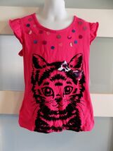 Justice Pink Cat W/Bowtie Cap Sleeve Shirt Size 10 Girl's - $9.00