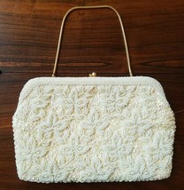 BAG BY DEBBIE VINTAGE IVORY BEADED WEDDING BRIDAL EVENING HANDBAG - £19.71 GBP