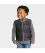 New Toddler Boys&#39; 12M Quilted and Knit Zip-Up Sweater - Cat &amp; Jack Blue/... - £10.97 GBP