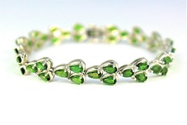 Green  Created Chrome Diopside Bracelet Rhodium Platted Stainless Steel 13.8 g - £148.05 GBP
