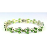 Green  Created Chrome Diopside Bracelet Rhodium Platted Stainless Steel ... - £145.15 GBP
