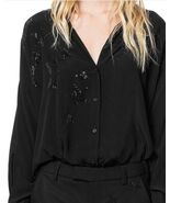 Zadig &amp; Voltaire Tamara Strass Shirt Star Embellished Button Up Top $328... - €84,83 EUR