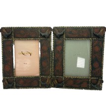 Western Cowboy Boots Rustic Photo Frames 4x6 Brown Resin Tabletop Lot of 2 - $17.39