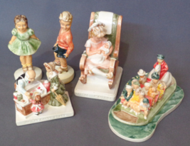 5 Sebastian Miniatures LOT Baston Kids Skating Swan Boat Candy Store Little Mom - £23.16 GBP