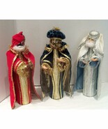 3 Nativity Wise Men Magi Figures in Colorful Outfits Hand Sewn 13 to 13 ... - $600.13 MXN