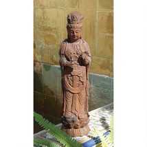 17&quot; Cast Iron Chinese Goddess Guanyin Guan Yin Sculpture Statue Reproduction - £85.99 GBP