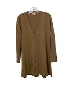 J. Jill Brown Knit Cardigan Sweater Womens Size Medium Wool Long Line - £19.69 GBP