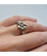 VINTAGE 925 STERLING SILVER WHITE TOPAZ FLORAL DESIGN RING SIZE 8.75 N0465 - €33,37 EUR