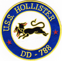 5&quot; Navy Uss DD-788 Hollister Embroidered Patch - £23.59 GBP