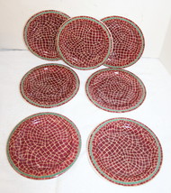 Pier 1 &quot;Mosaic Fruit&quot; 6.75&quot; Saucer Desert Plates ~ Set of 7 ~ Italy ~ Some Marks - £18.37 GBP