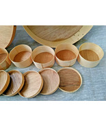 Round Wooden Gift Storage Craft Boxes 9 1/4&quot;  2 6/8&quot; Lot of 8  - £16.34 GBP