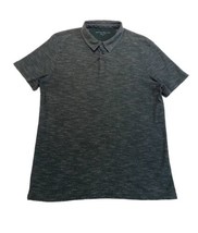 John Varvatos Star USA Pique Knit Polo Shirt Texture Stripes Mens Medium Green - £12.27 GBP