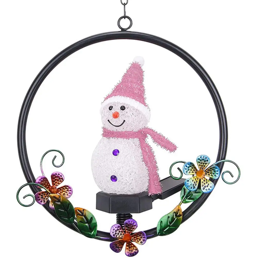 Solar Powered Hanging Led Light Snowman Pendant Light Christmas Decoration Lamp  - £60.70 GBP