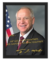 Personalized Tim Walz Vice President Work Message Autographed 8X10 Framed Photo - £19.44 GBP