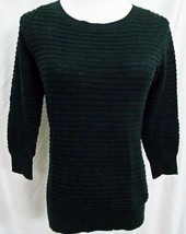 Banana Republic Sweater Black Rope Stitch Stretch Knit 3/4 Sleeve Top si... - $23.34