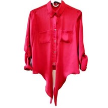 Vince Camuto Womens Tie Front dressy Button snaps Blouse Shirt Red XS - £14.53 GBP