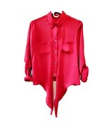 Vince Camuto Womens Tie Front dressy Button snaps Blouse Shirt Red XS - £16.67 GBP