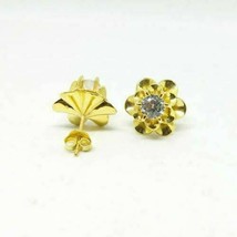 2.50CT Imitación Diamante Ranúnculo Tuerca Pendientes 14k Oro Amarillo Chapado - £77.85 GBP