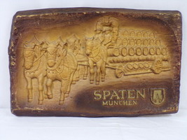 VINTAGE Spaten Munchen Munich Beer 3D 16x25&quot; Foam Sign Horse &amp; Wagon - £101.68 GBP
