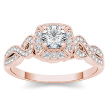 Authenticity Guarantee 
14K Rose Gold 0.50 Ct Diamond Halo Vintage Engagement... - £991.00 GBP
