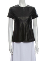 A.L.C. ALC Black Leather Runway Top Shirt Short Sleeve Tee Shirt sz 2 - £58.66 GBP