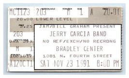 Jerry Garcia Fascia Concerto Ticket Stub Novembre 23 1991 Chicago Illinois - £39.69 GBP