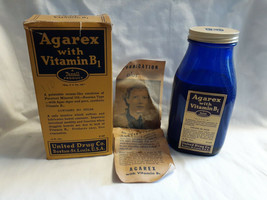 Vtg Drug Store Pharmacy 16oz Agarex Rexall Drug Stores Cobalt Blue Bottl... - $29.95