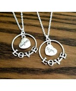 Silver 2pc Mom &amp; Daughter Necklace Set, Gifts for Mom, Gifts for Daughter,  - £22.57 GBP