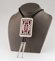 Cravatta Bolo In Perline Con Filo In Pelle Intrecciata E Aglet In Argento - $254.44