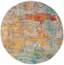 5&#39; X 5&#39; Sealife Round Abstract Power Loom Non Skid Area Rug - $299.92