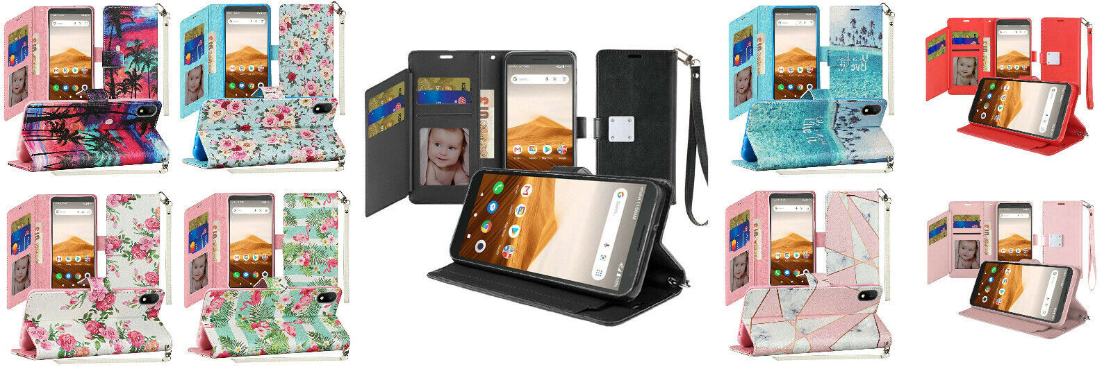 Primary image for Tempered Glass / Wallet ID Card Holder Cover Phone Case For Alcatel Volta 5002R 