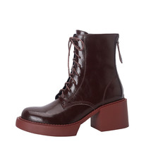 New Winter Women Shoes Split Leather Boots Women Platform Boots Round Toe Chunky - £98.45 GBP