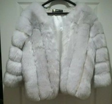 Women&#39;s White Faux Fur Luxury Fox Coat Jacket Size Medium - £117.20 GBP