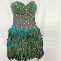 Bicici Coty Short Formal Dress Prom Homecoming Gown Sz M Feather Sequin ... - $71.20
