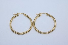 Bony Levy 14K Yellow Gold Plain Puffy Small Hoop Earrings 23mm - £74.18 GBP