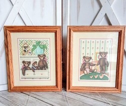 2 Figi Giftware San Diego Teddy Bear Framed Prints Stamped TD-108 &amp; TD-1... - £14.00 GBP