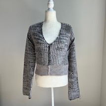 Urban Outfitters Wool Blend Gray Long Sleeve Oversized V-neck Cropped Sw... - $33.74