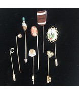 Lot of 8 Vintage Hat or Stick Pins Gold Toned 1 marked 12ktgf - $24.70