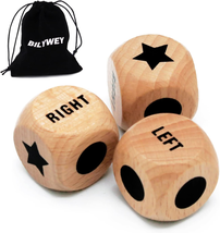 3Pcs Left Right Center Game Dice 1 Inch Beech Wood Dices with Drawstring... - $12.85