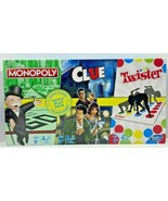 Hasbro Monopoly/Clue/Twister Triple Play Pack of 3 Family Board Games Al... - £16.64 GBP