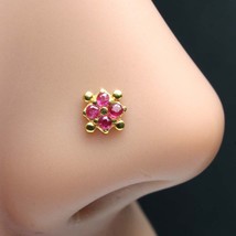 Étnico Floral 14K Real Oro Rosa Circonita Cúbica Indio Retorcido Nariz Tacha 24g - £33.26 GBP