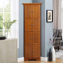 72&quot; 4-Tier Corner Pantry Cabinet w/ Doors, Adjustable Shelves - Oak - $236.99