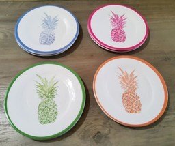 Cynthia Rowley New York 6&#39;&#39; Melamine Appetizer Plates Pineapple Multi-Co... - £25.41 GBP